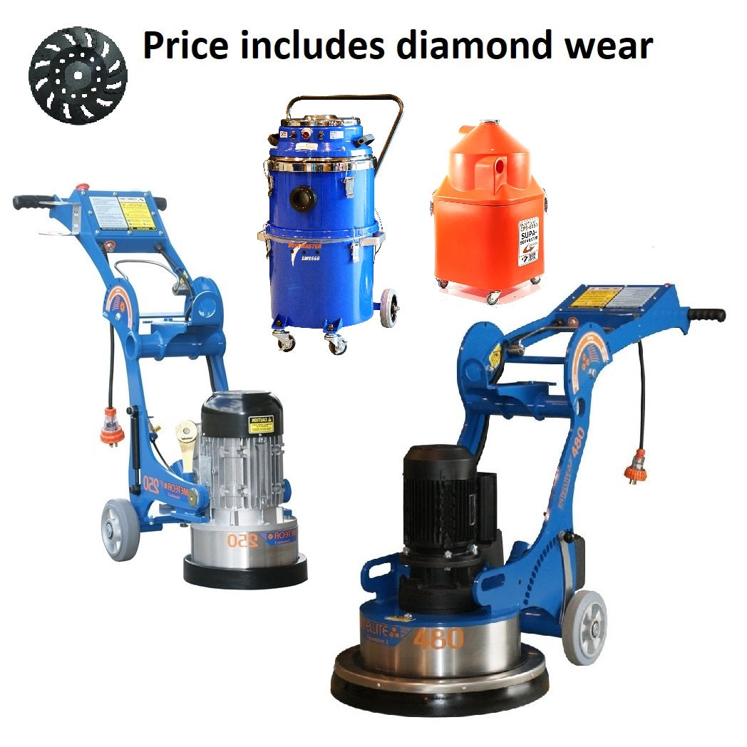 Concrete floor grinder & edger package - Mega Hire