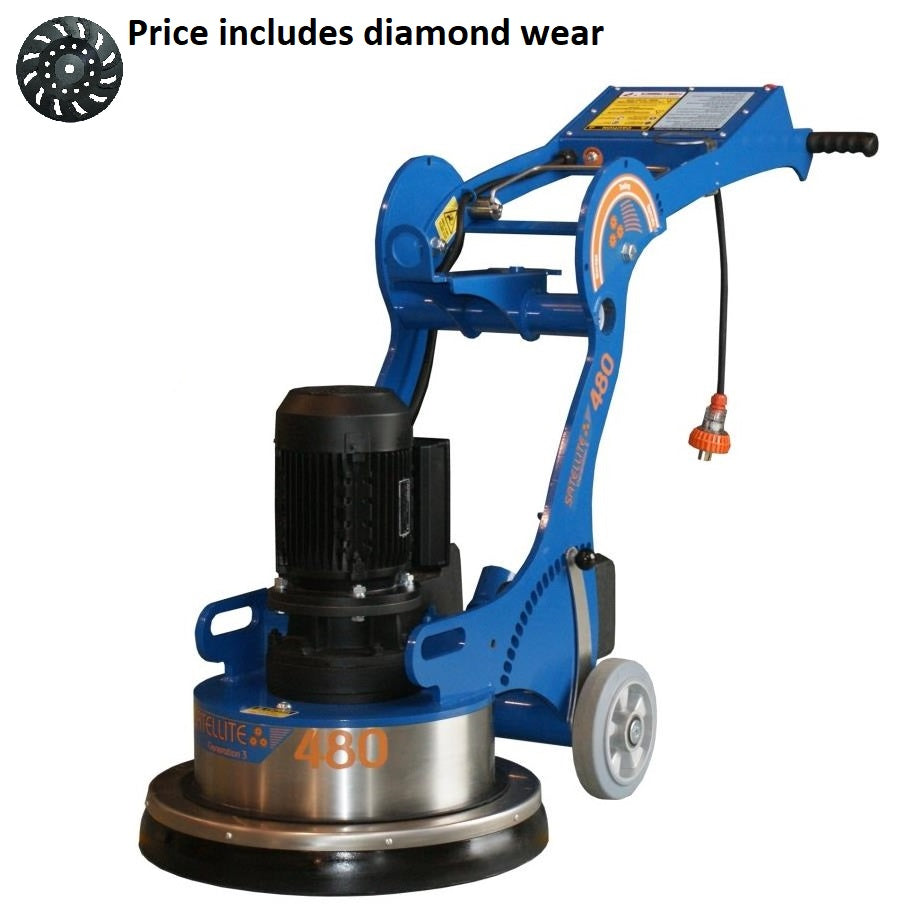 Concrete floor grinder heavy duty - 480mm - Mega Hire
