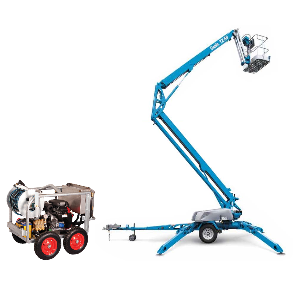Trailer cherry picker (17m) & Pressure Washer Package - Mega Hire