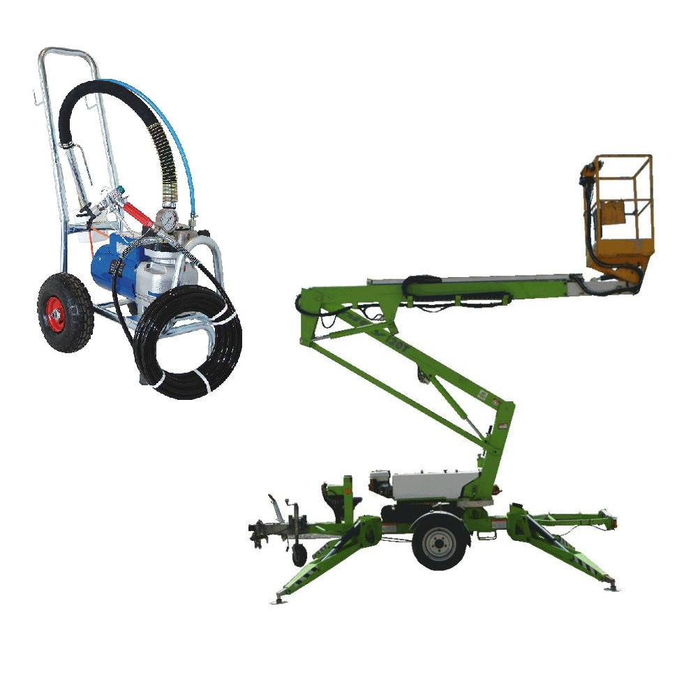 Trailer cherry picker (12m) & airless sprayer Package - Mega Hire