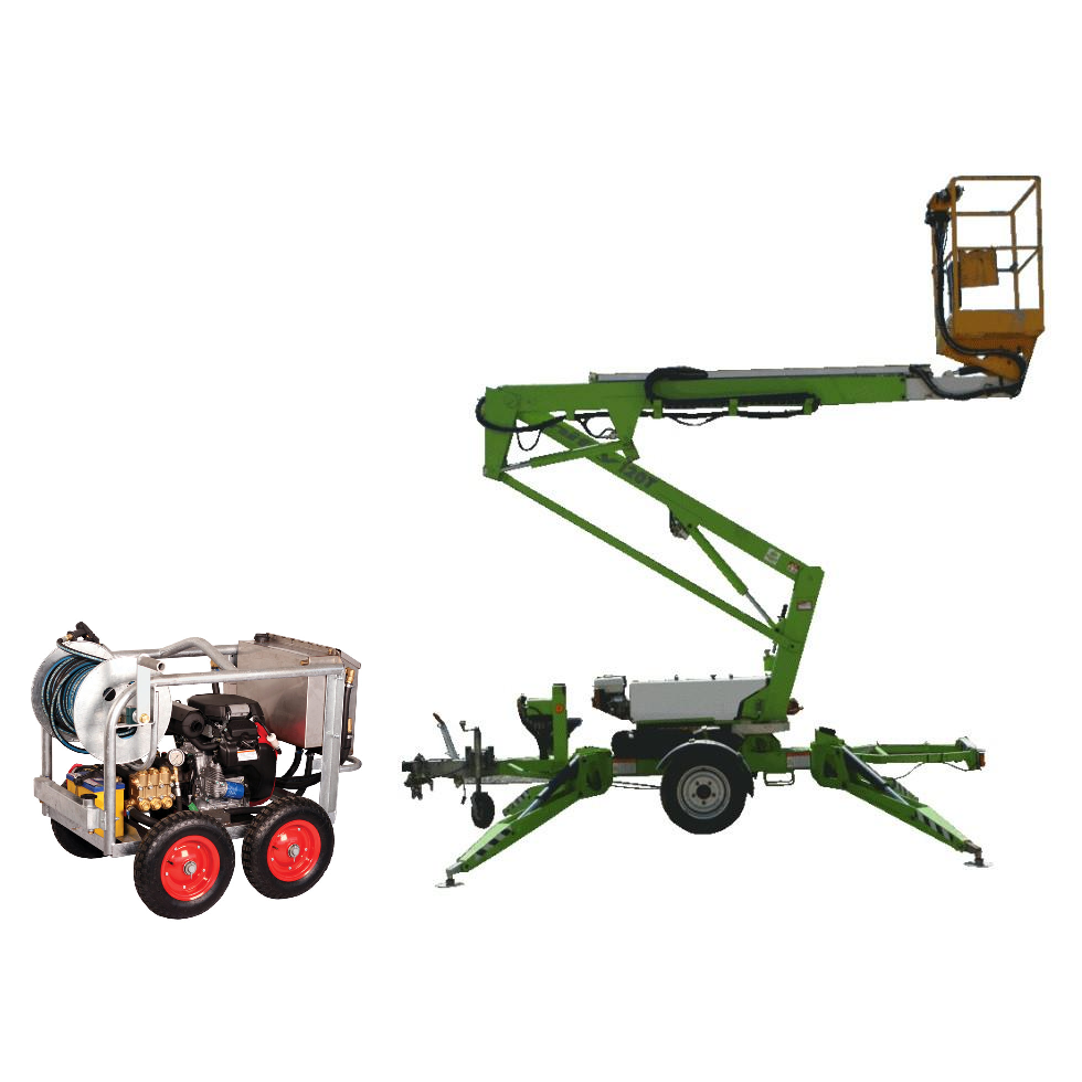 Trailer cherry picker (12m) & Pressure Washer Package - Mega Hire