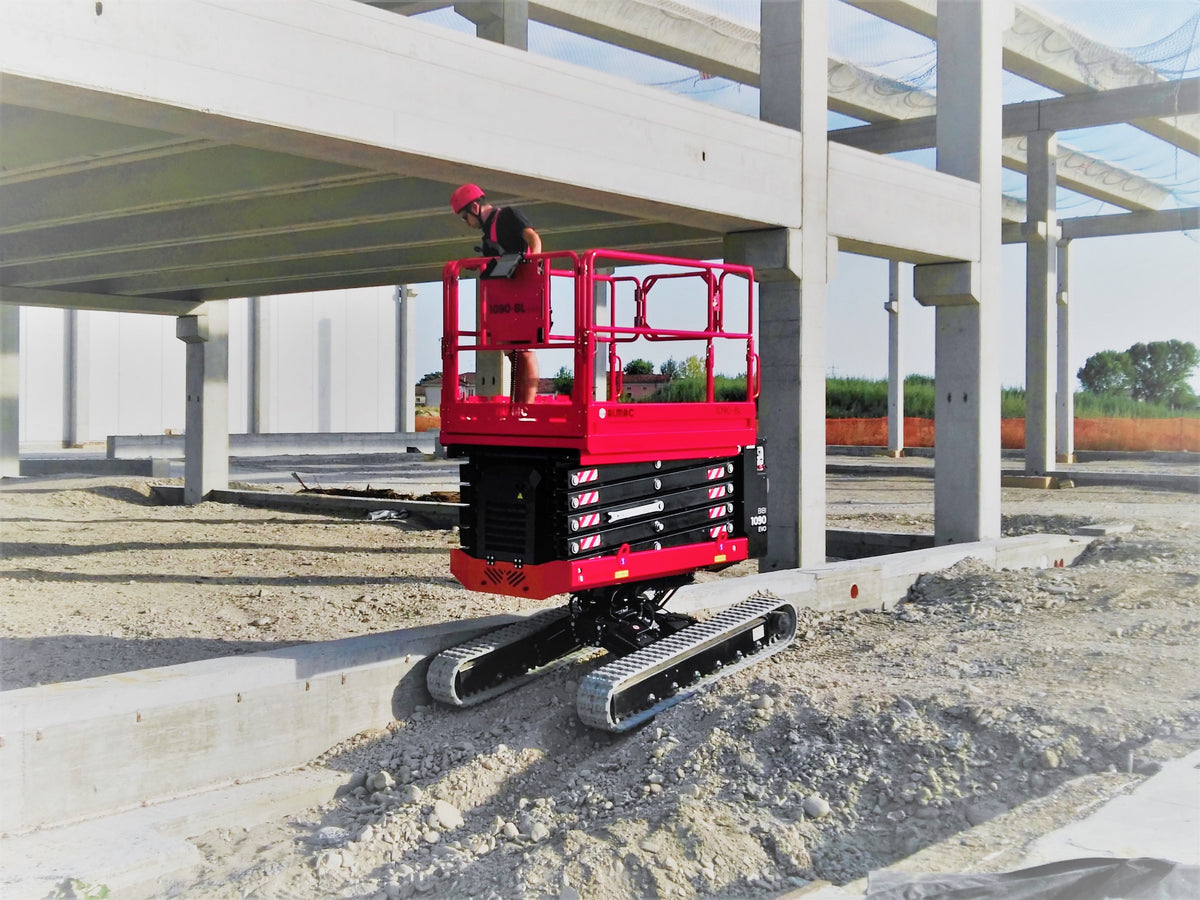 Dynamic Leveling Rig Hire Scissor Lift - 5.8m (19ft) tracked with bi-levelling capability of ...