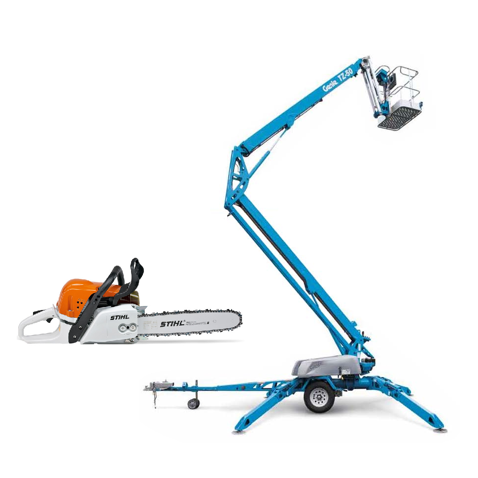 Tree lopping package 2 - cherry picker (17m) & Chainsaw - Mega Hire